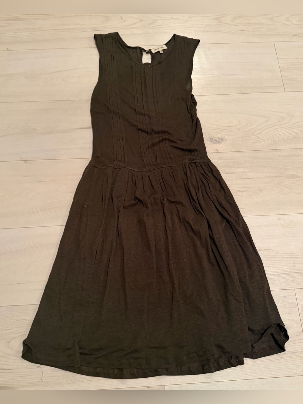 Massimo Dutti Dark Brown Sheer Sleeveless Scoop-Neck Knit Dress